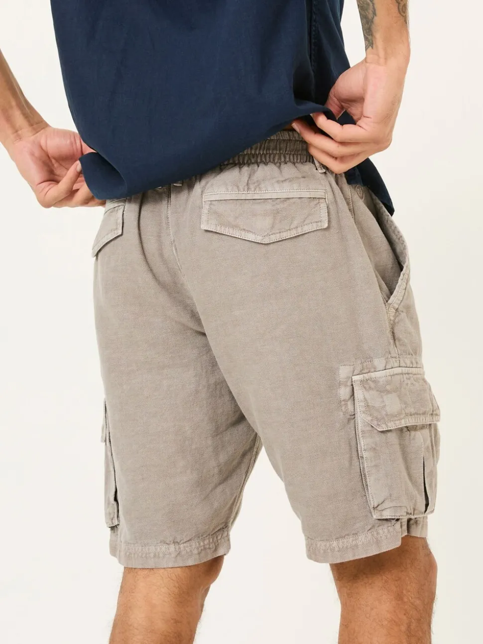 FatFace Grey Cotton Linen Cargo Shorts