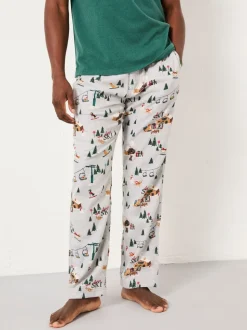 FatFace Grey Off Piste Print Pyjama Bottoms