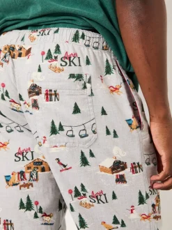FatFace Grey Off Piste Print Pyjama Bottoms