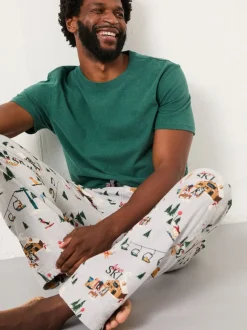 FatFace Grey Off Piste Print Pyjama Bottoms