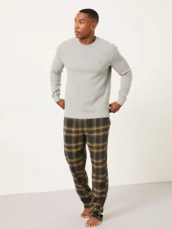 FatFace Grey Waffle Crew Neck Pyjama Top