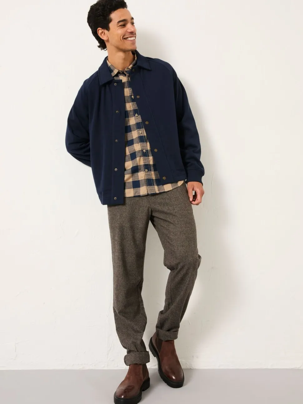 FatFace Harrington Navy Harrington Sweat Jacket