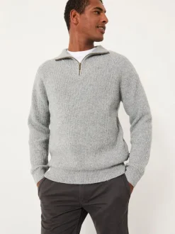 FatFace Harwick Grey Half Zip Neck Knitted Jumper