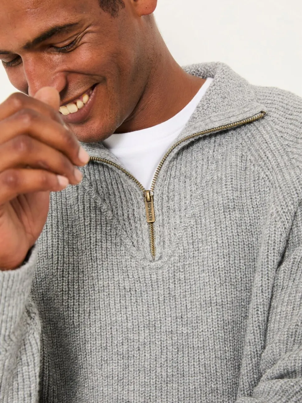 FatFace Harwick Grey Half Zip Neck Knitted Jumper