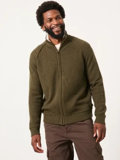 FatFace Harwick Khaki Green Zip Through Bomber