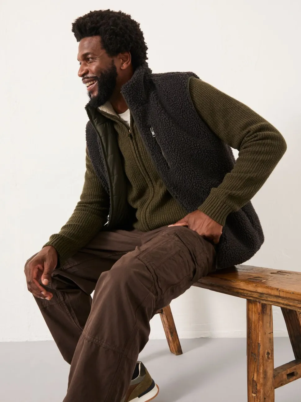 FatFace Harwick Khaki Green Zip Through Bomber