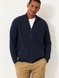 FatFace Harwick Navy Zip Through Bomber