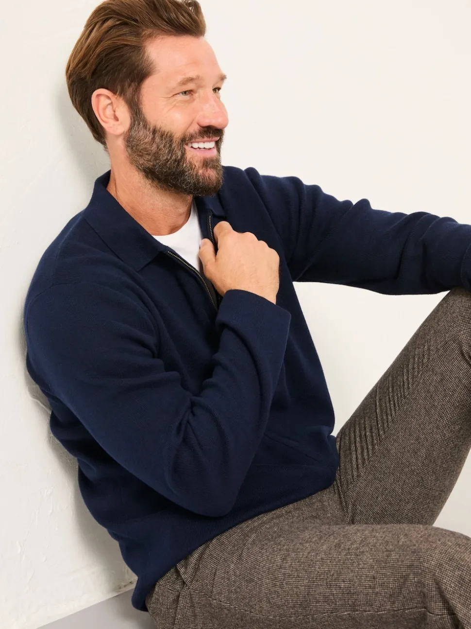 FatFace Helston Navy Collar Knitted Cardigan