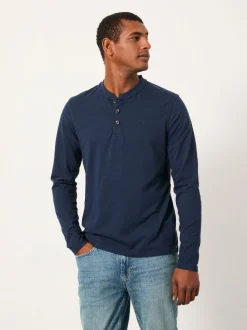 FatFace Henley Navy Long Sleeve Woodside Slub
