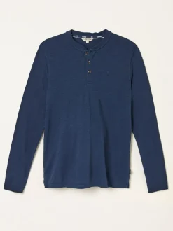 FatFace Henley Navy Long Sleeve Woodside Slub
