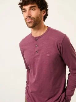 FatFace Henley Purple Long Sleeve Woodside Slub