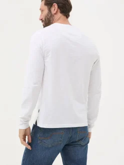 FatFace Henley White Long Sleeve Woodside Slub