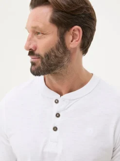 FatFace Henley White Long Sleeve Woodside Slub