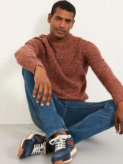 FatFace Hove Red Crew Neck Knitted Jumper