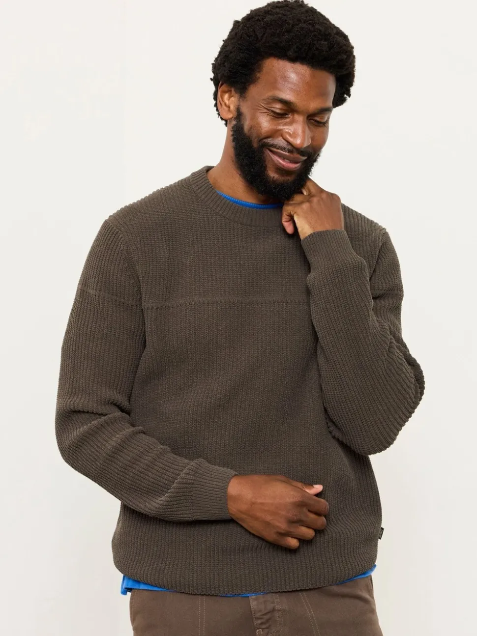 FatFace Kelbrook Chocolate Brown Knitted Crew Neck Jumper
