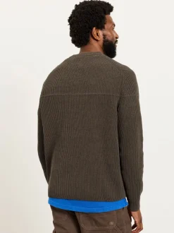 FatFace Kelbrook Chocolate Brown Knitted Crew Neck Jumper