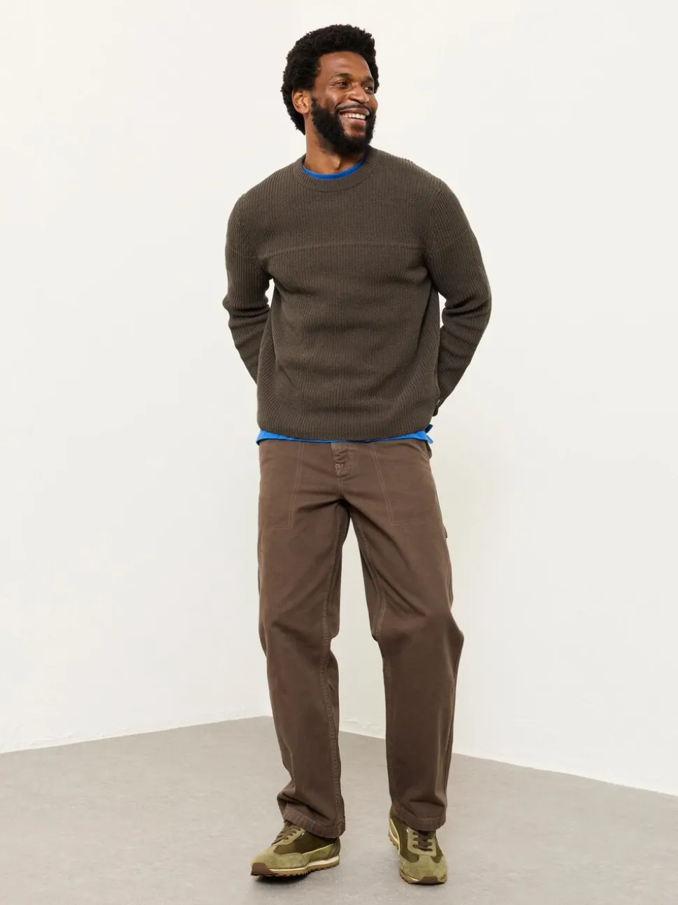 FatFace Kelbrook Chocolate Brown Knitted Crew Neck Jumper
