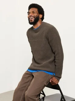 FatFace Kelbrook Chocolate Brown Knitted Crew Neck Jumper
