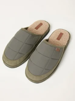 FatFace Khaki Green Quilted Mule Slipper
