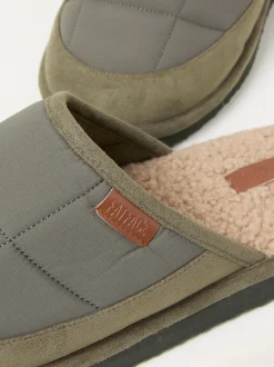 FatFace Khaki Green Quilted Mule Slipper