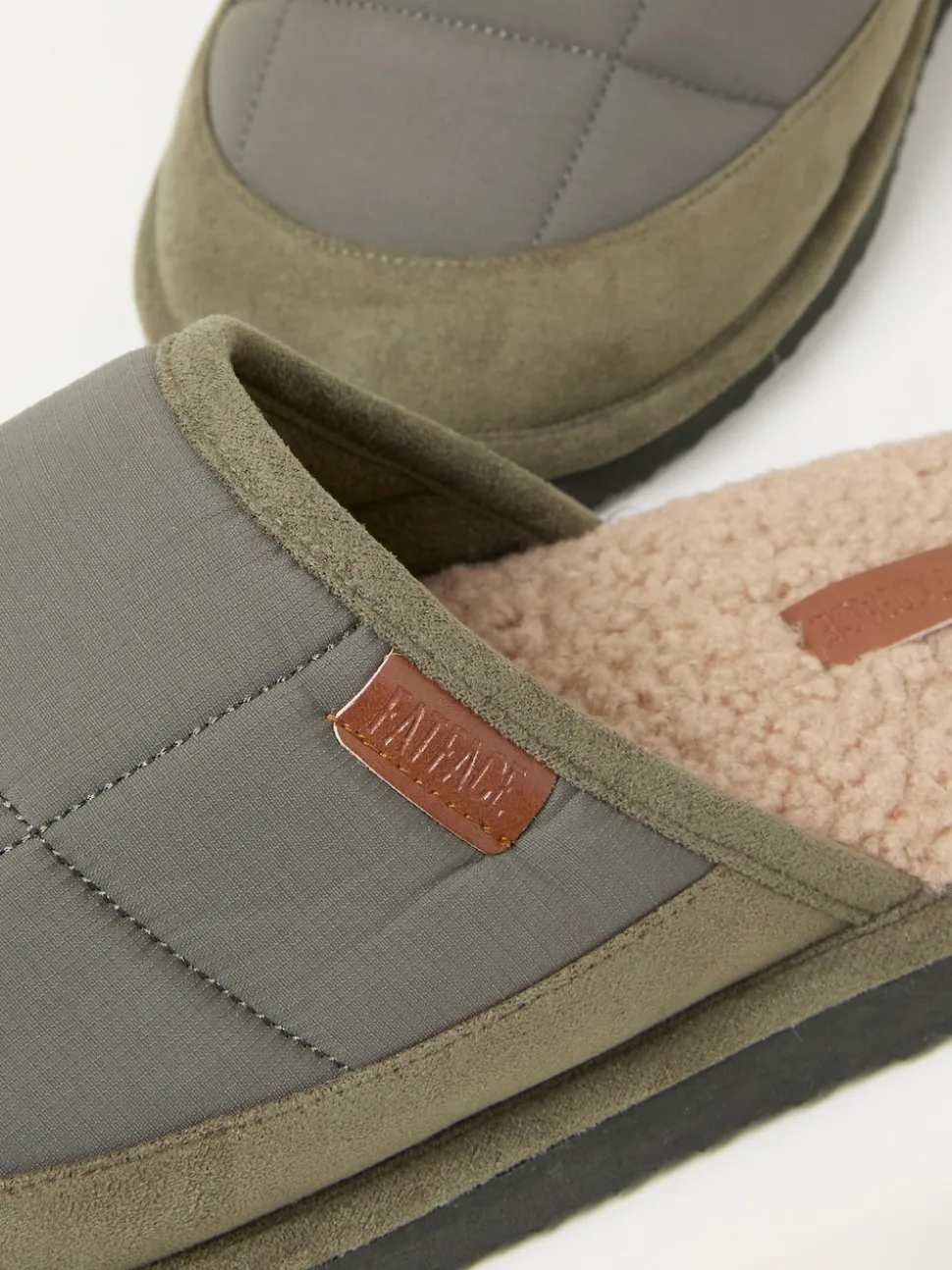 FatFace Khaki Green Quilted Mule Slipper