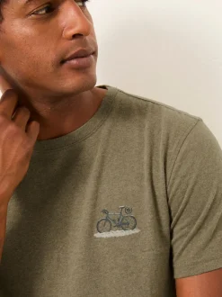 FatFace Khaki Green Snow Bike Graphic T-Shirt