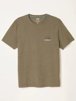 FatFace Khaki Green Snow Bike Graphic T-Shirt