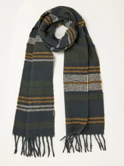 FatFace Khaki Green Stripe Scarf