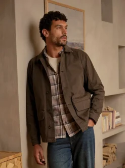 FatFace Khaki Green Washed Canvas Garment Dye Chore Jacket