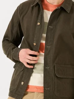FatFace Khaki Green Washed Canvas Garment Dye Chore Jacket