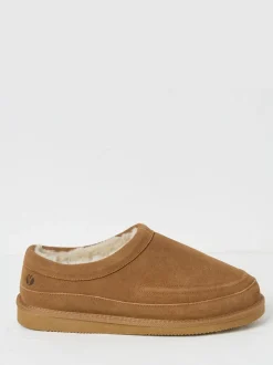 FatFace Lewis Tan Brown Suede Snug Mule Slippers