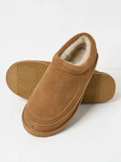 FatFace Lewis Tan Brown Suede Snug Mule Slippers