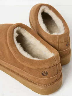 FatFace Lewis Tan Brown Suede Snug Mule Slippers
