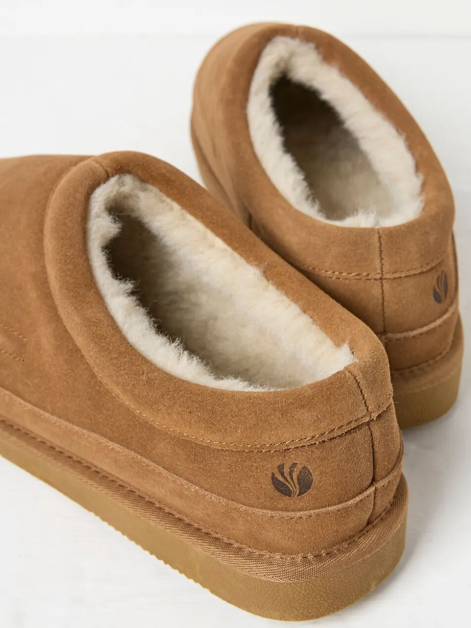 FatFace Lewis Tan Brown Suede Snug Mule Slippers