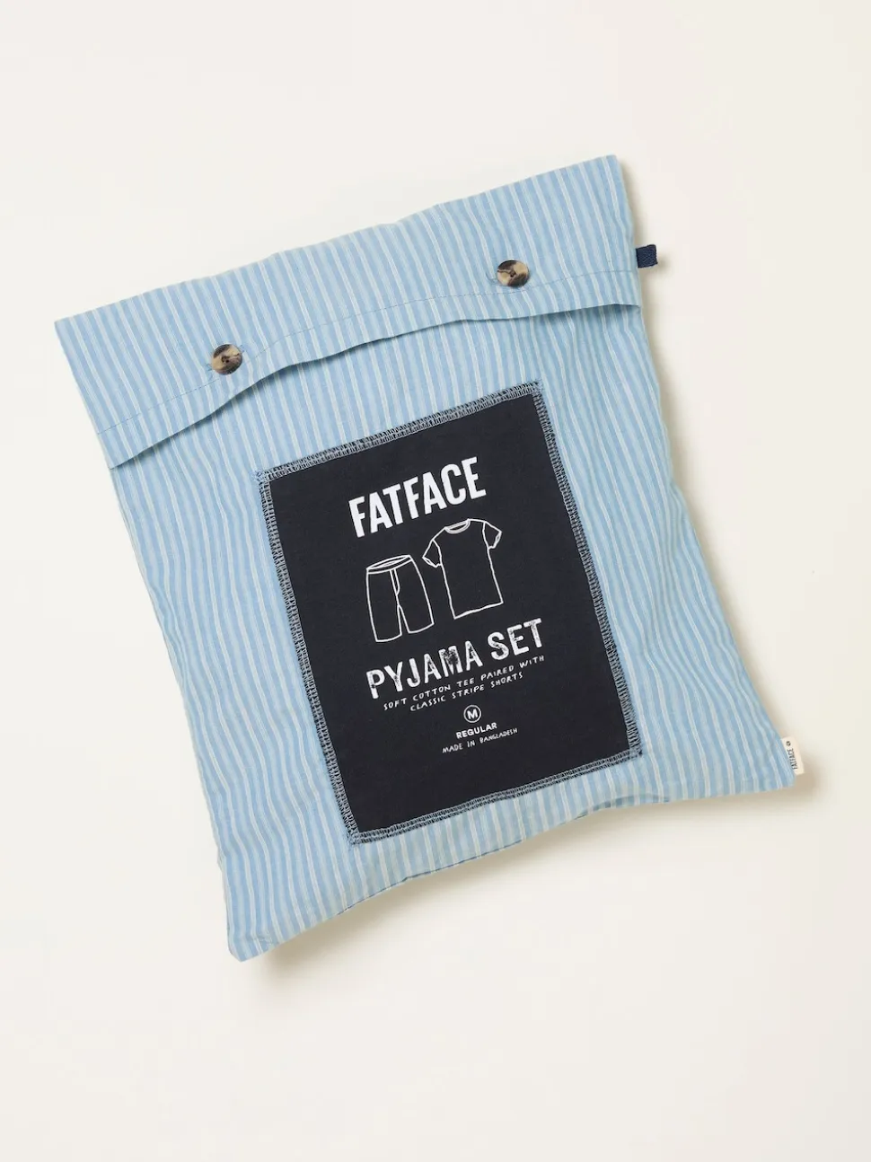 FatFace Light Blue Seil Stripe Shorts Pyjama Set