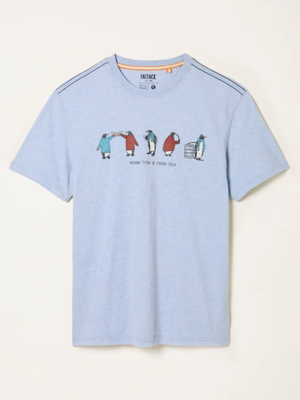FatFace Light Vintage Blue Chilly Sips Graphic T-Shirt