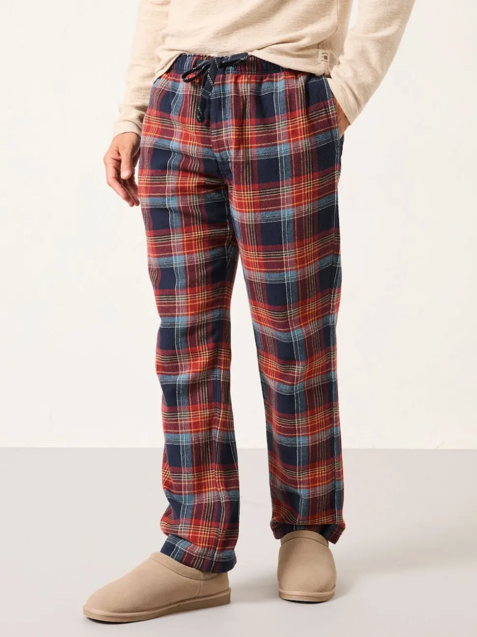 FatFace Lomond Blue Check Open Hem Pyjama Bottoms