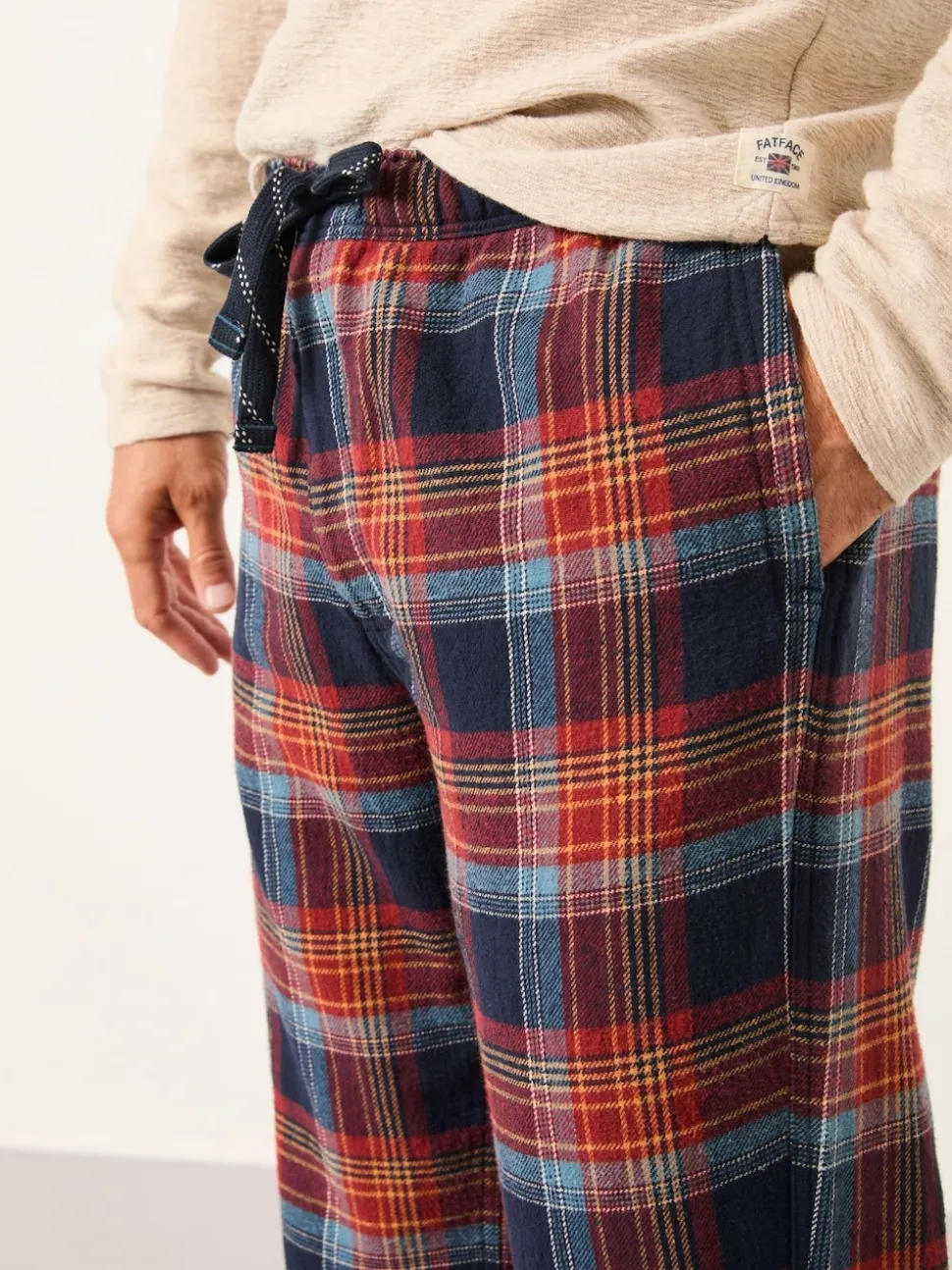 FatFace Lomond Blue Check Open Hem Pyjama Bottoms