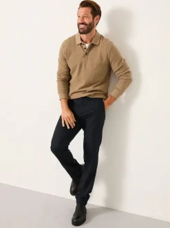 FatFace Lyme Navy Tailored Fit Wool Mix Trousers