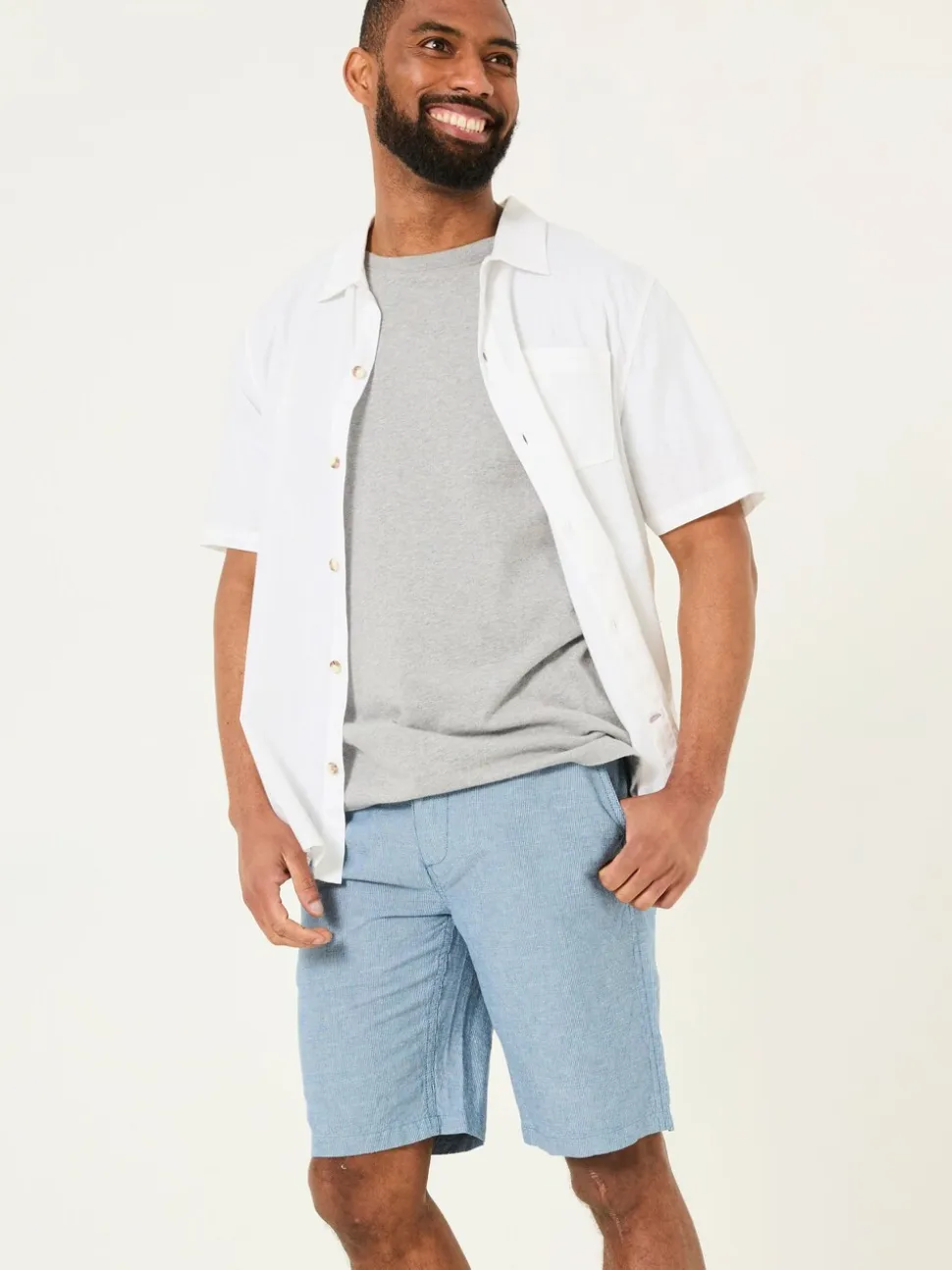 FatFace Mawes Blue Cotton Linen Chino Shorts