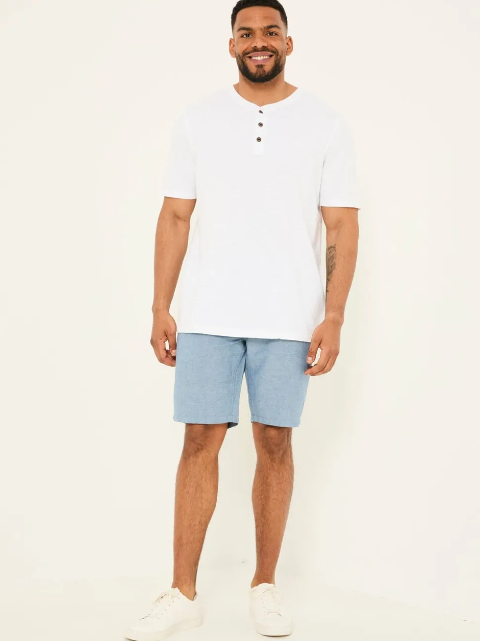FatFace Mawes Blue Cotton Linen Chino Shorts