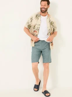 FatFace Mawes Dark Teal Cotton Linen Chino Shorts