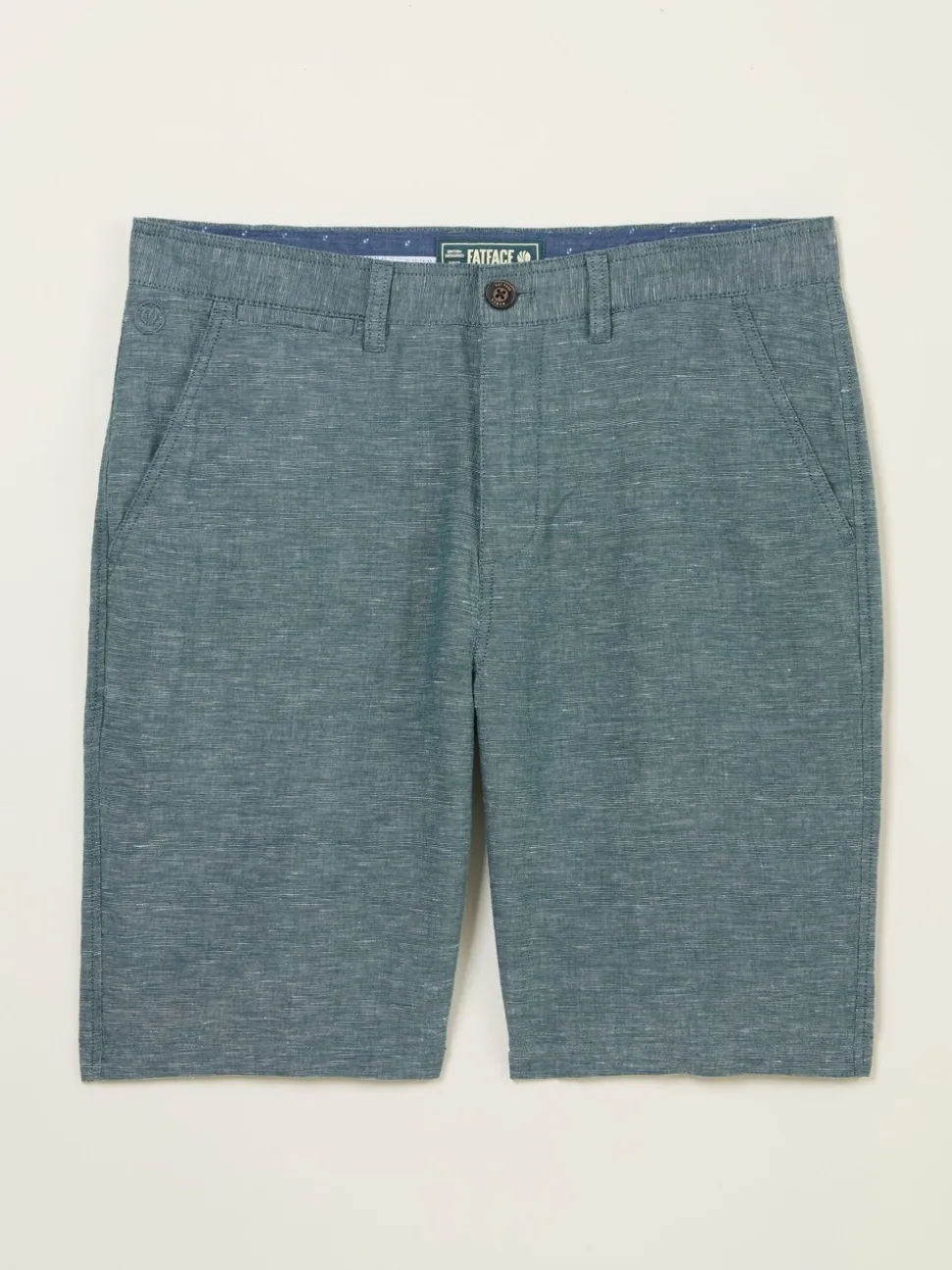 FatFace Mawes Dark Teal Cotton Linen Chino Shorts