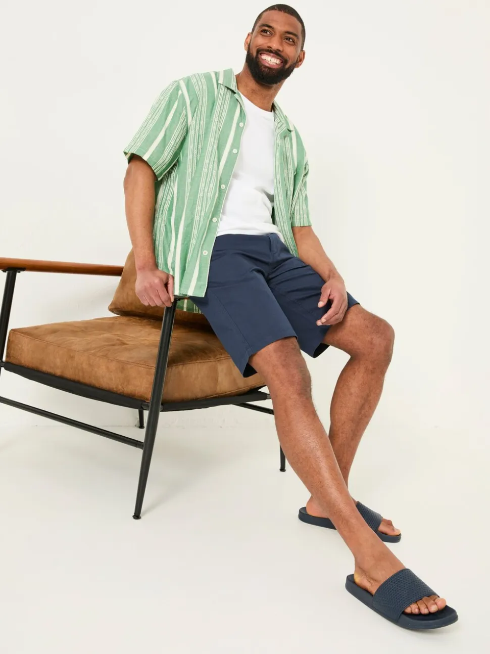 FatFace Mawes Navy Cotton Linen Chino Shorts