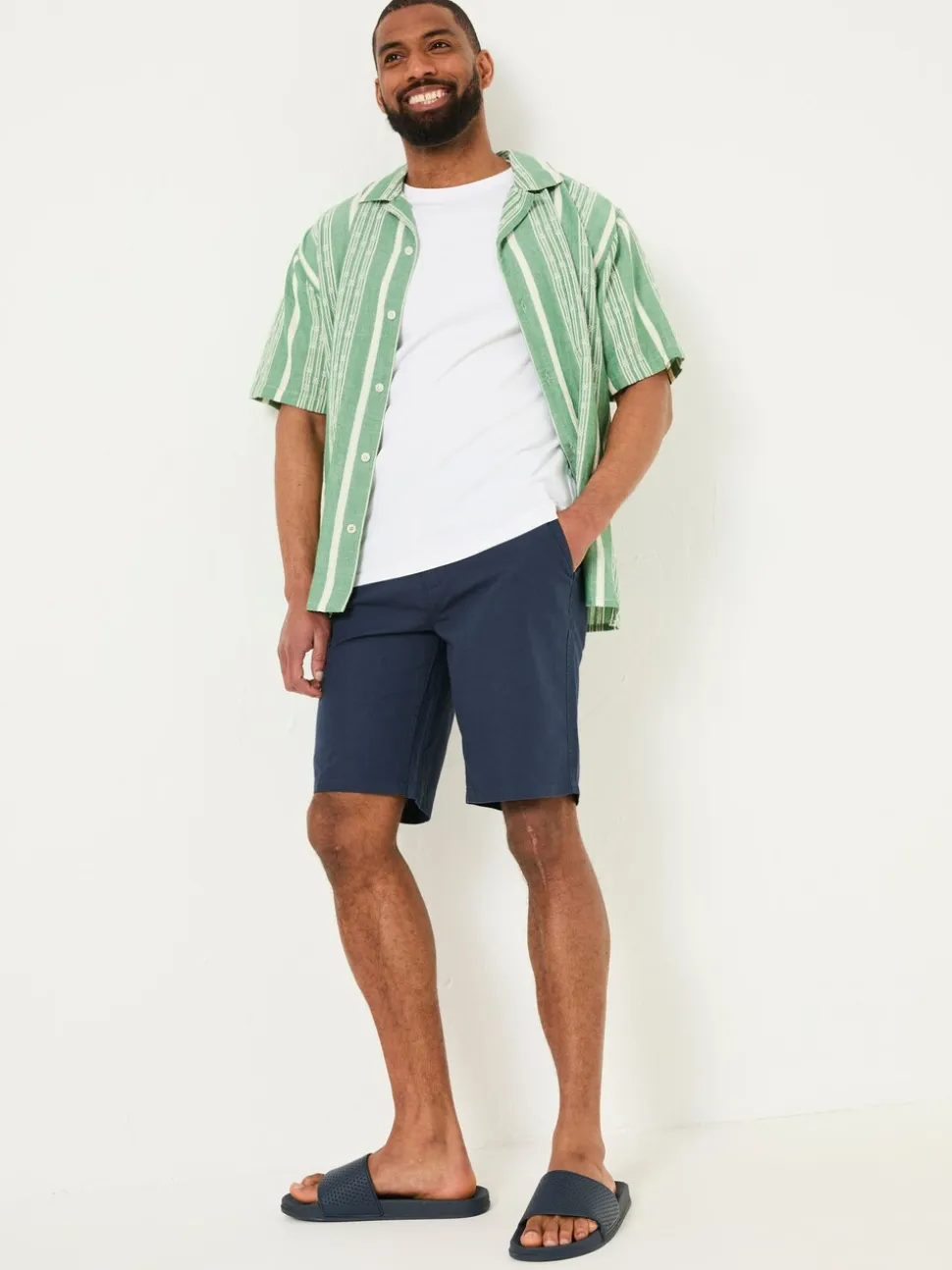 FatFace Mawes Navy Cotton Linen Chino Shorts