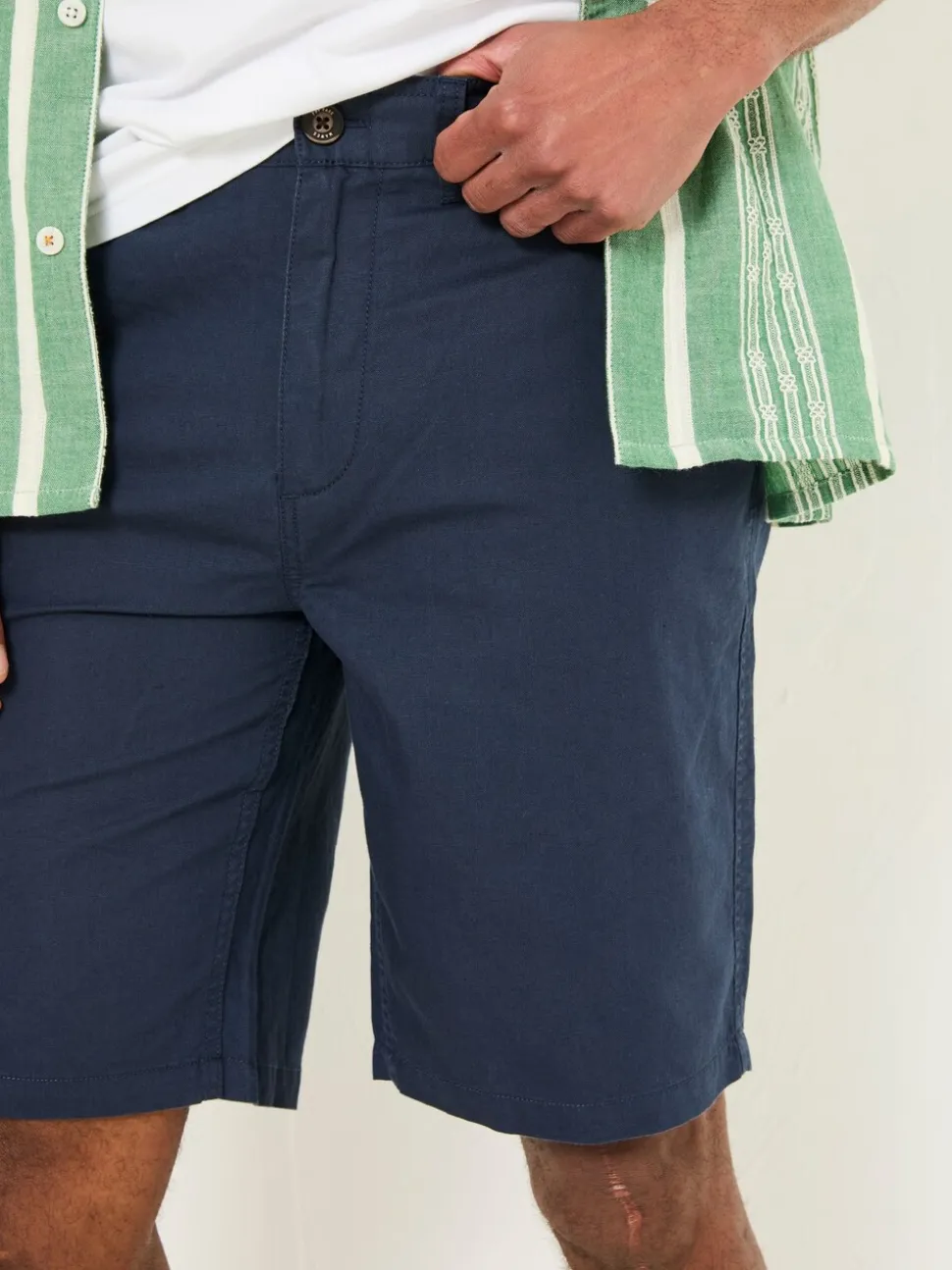 FatFace Mawes Navy Cotton Linen Chino Shorts