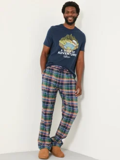 FatFace Milburn Cobalt Blue Check Pyjama Bottoms