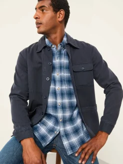 FatFace Morley Blue Long Sleeve Relaxed Fit Check Shirt