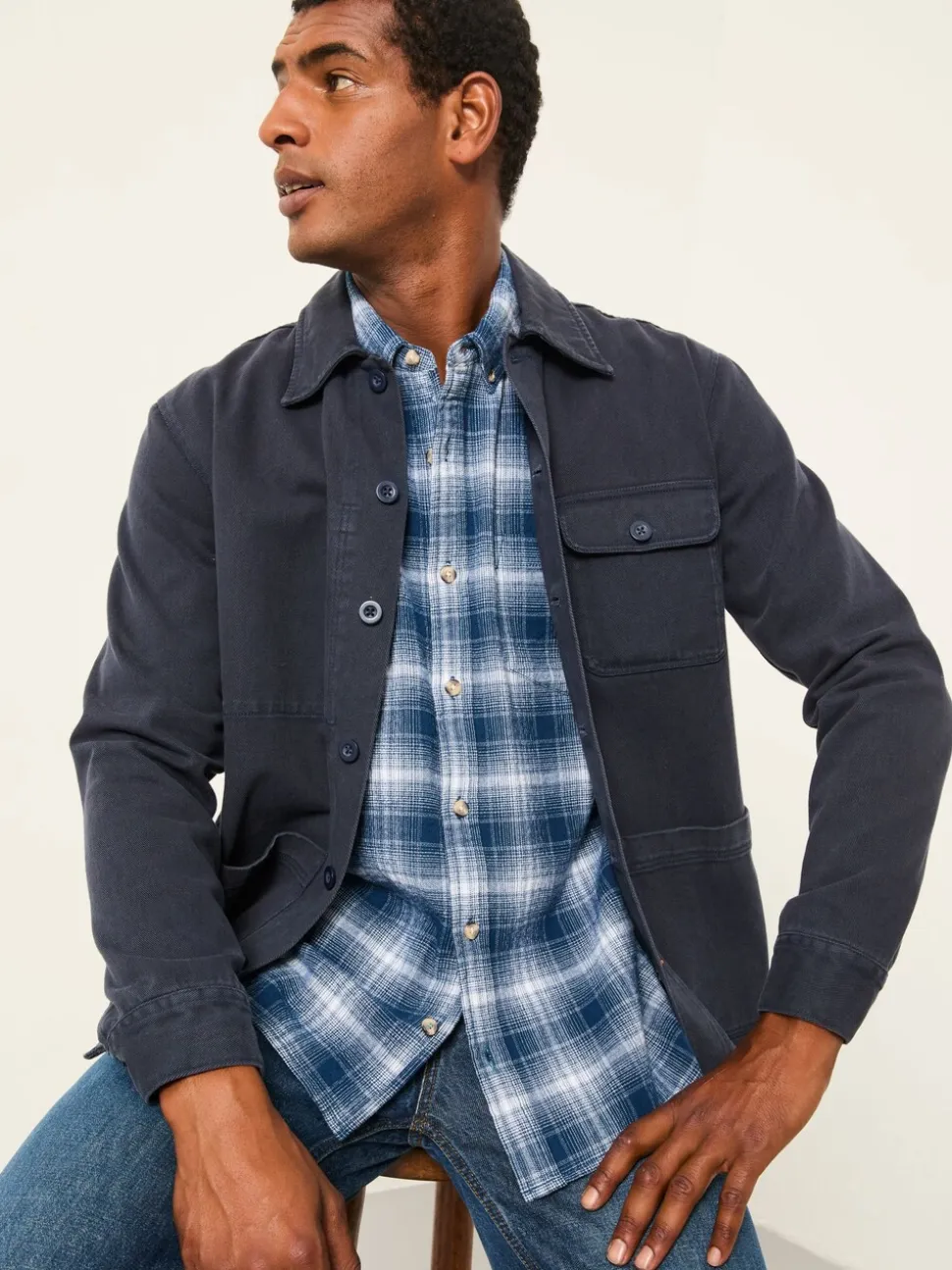 FatFace Morley Blue Long Sleeve Relaxed Fit Check Shirt