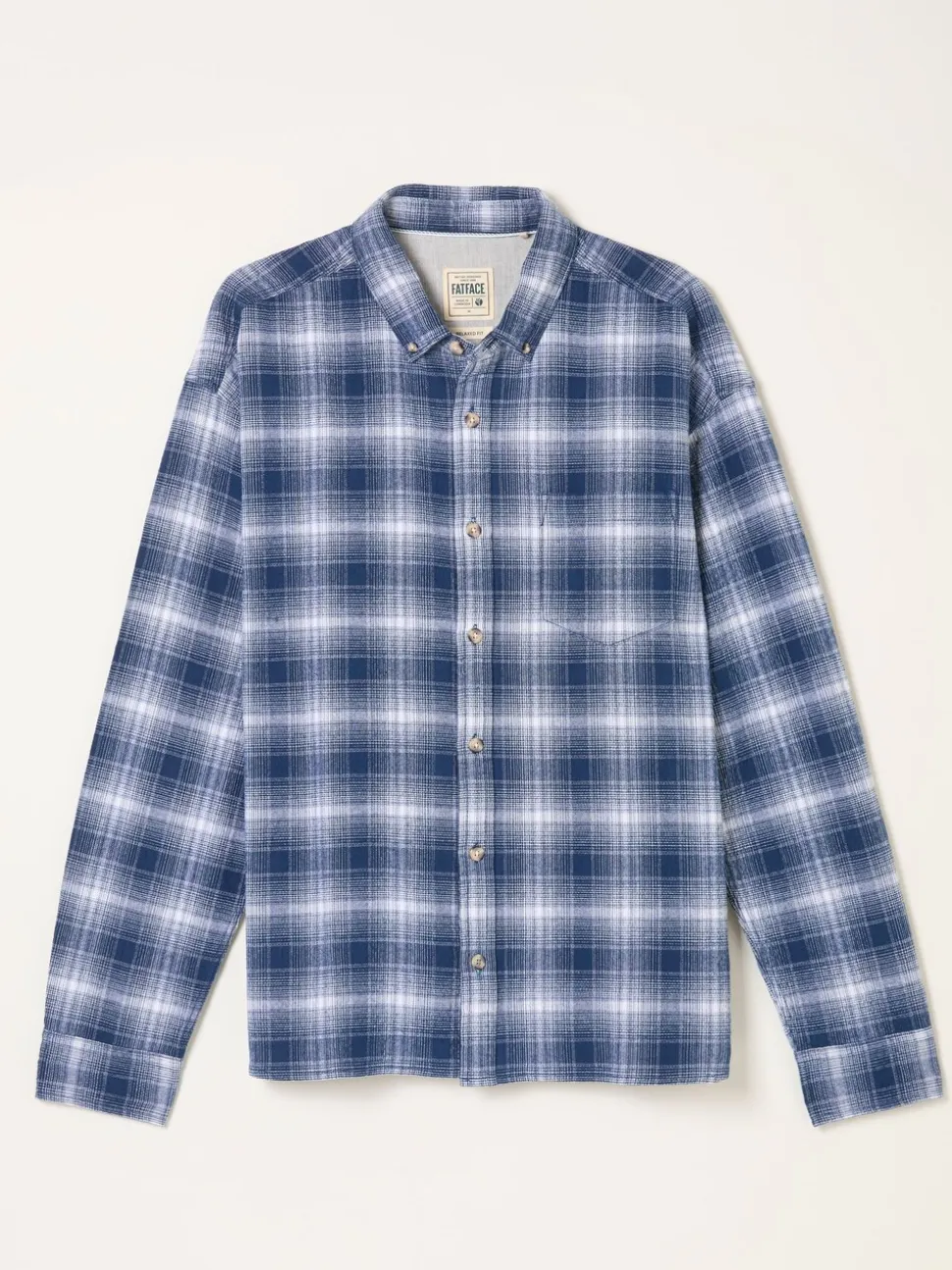 FatFace Morley Blue Long Sleeve Relaxed Fit Check Shirt